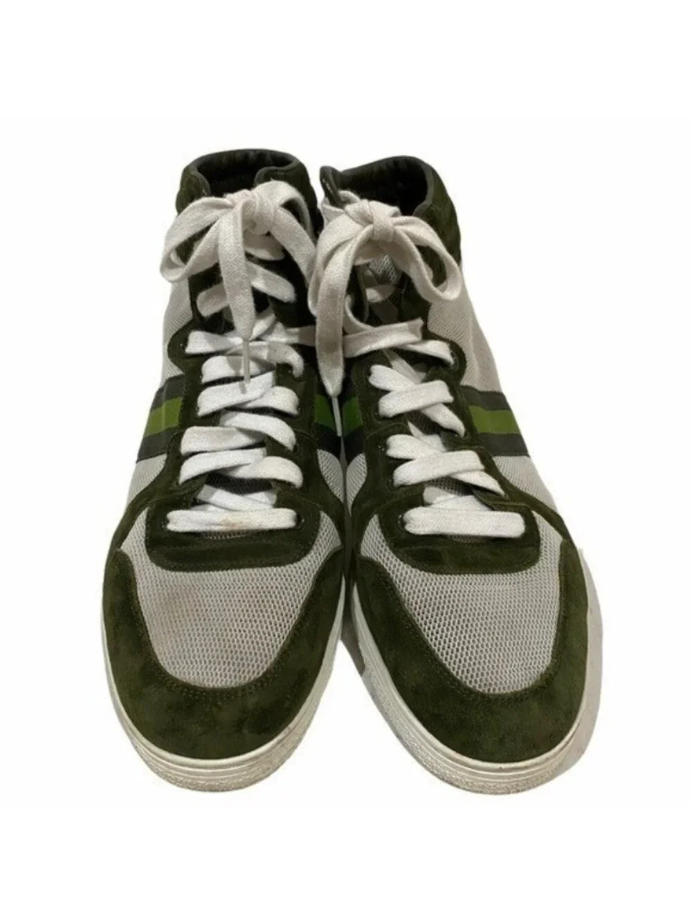 Gucci Dapper High Top Sneakers Green Suede Mesh Designer Shoes 8.5